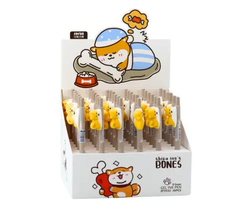 Ballpoint Pen With Yellow Shiba Dog Figure Blue Ink 0.5mm