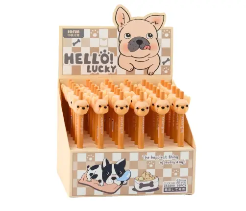 Gel Pen With Pug Dog Blue Beige Ink 0.5mm