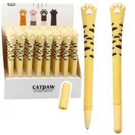 Cat Paw Gel Pen Blue Ink Cap Stripes Yellow 16.5cm Cat Paw Gel Pen Blue Ink Cap Stripes Yellow 16.5cm