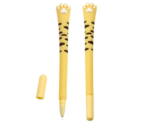 Cat Paw Gel Pen Blue Ink Cap Stripes Yellow 16.5cm