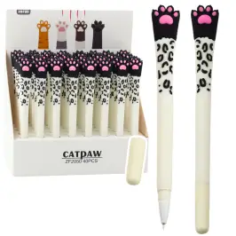 Cat Paw Gel Pen Blue Ink Black and White Cap 16,5cm