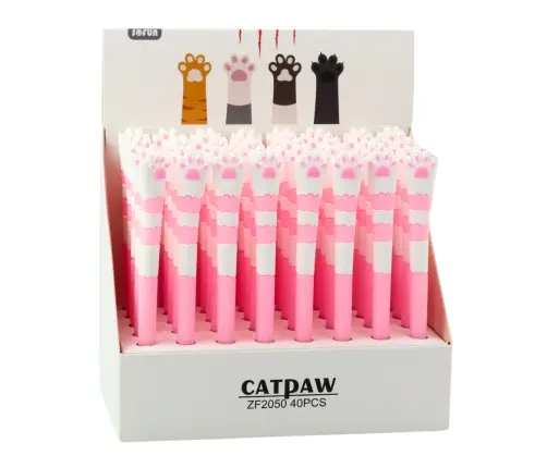 Cat Paw Gel Pen Blue Ink Pink Cap 16.5cm