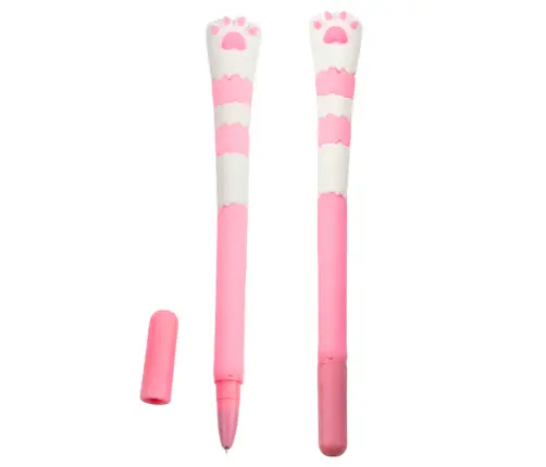 Cat Paw Gel Pen Blue Ink Pink Cap 16.5cm