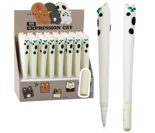 Cat Gel Pen Blue Ink Cap Patches White 16.5cm