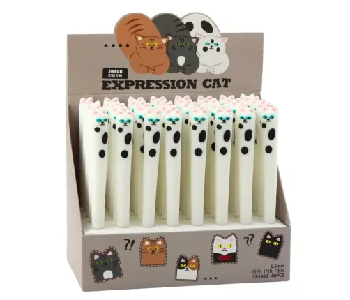 Cat Gel Pen Blue Ink Cap Patches White 16.5cm