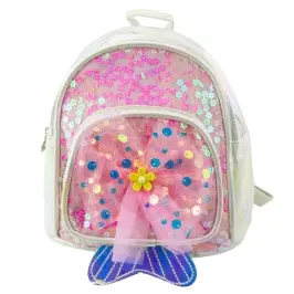 Children's Backpack Sequins Tulle Bow White 20cm 3.8L Children's Backpack Sequins Tulle Bow White 20cm 3.8L