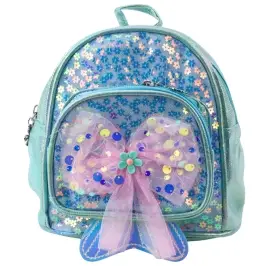 Children's Backpack Sequins Tulle Bow Blue 20cm 3.8L