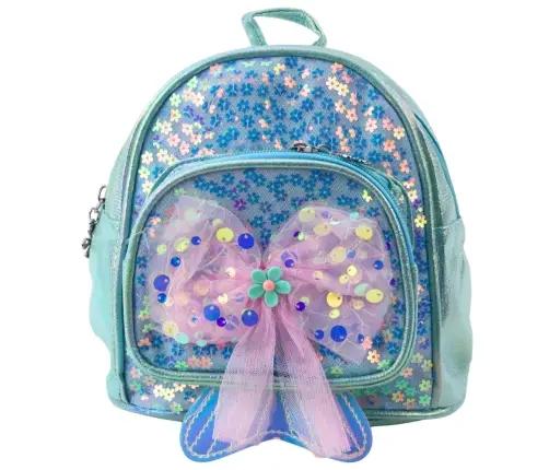 Children's Backpack Sequins Tulle Bow Blue 20cm 3.8L