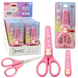 School Scissors With Cover Decorative White Bunny 14cm