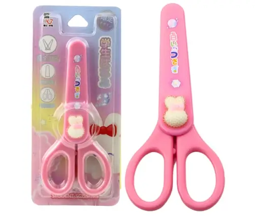 School Scissors With Cover Decorative White Bunny 14cm