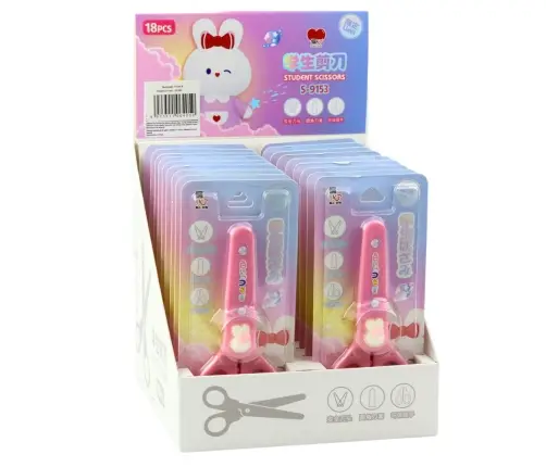 School Scissors With Cover Decorative White Bunny 14cm