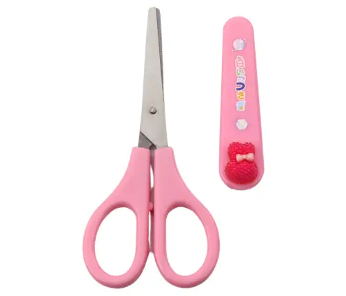 School Scissors With Cover Decorative Pink Bunny 14cm