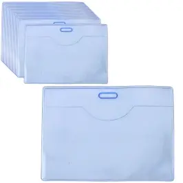 Horizontal ID Card Case, Flexible, Transparent, Blue