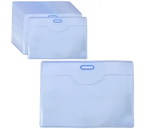 Horizontal ID Card Case, Flexible, Transparent, Blue