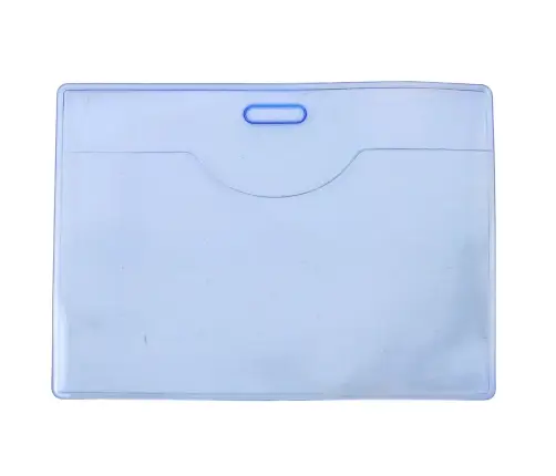Horizontal ID Card Case, Flexible, Transparent, Blue