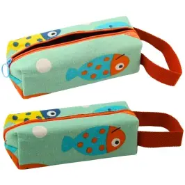 School Pencil Case Fish Kit Green Handle