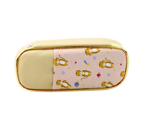 School Pencil Case Space Tigers Kit Beige 24cm