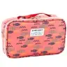 School Pencil Case Organizer Roomy Additional Pocket Fish Pink 21.5cm