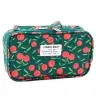 School Pencil Case Organizer Roomy Additional Pocket Cherries Green 21.5cm