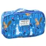 School Pencil Case Organizer Roomy Additional Pocket Blue 21.5cm