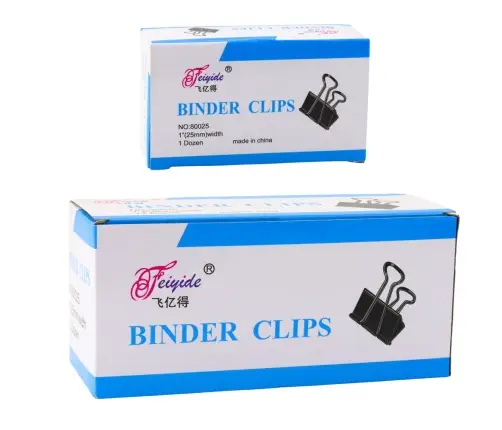 Set of Universal Office Clips Spring Steel Black 25mm 12pcs