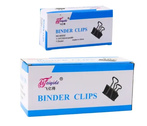 Set of Universal Office Clips Spring Steel Black 32mm 12pcs