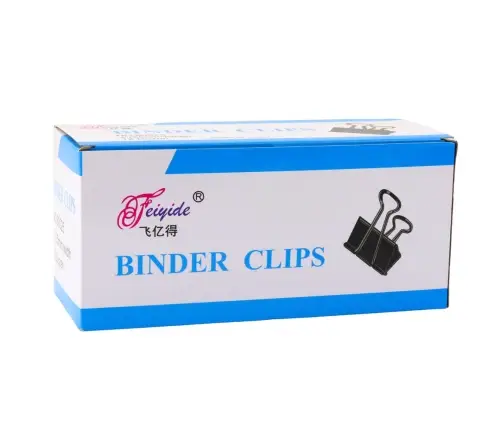 Set of Universal Office Clips Spring Steel Black 41mm 12pcs