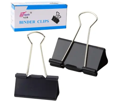 Set of Universal Office Clips Spring Steel Black 51mm 12pcs