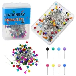 Set of Office Tailor's Pins with Colored Head - 100 pcs.