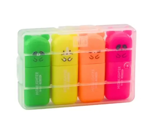 Mini Highlighter Set Bears Colorful Plastic Case 5pcs Mini Highlighter Set Bears Colorful Plastic Case 5pcs