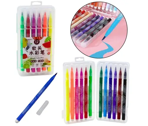 Watercolor Markers in Organizer Colored Set of 12 Pcs