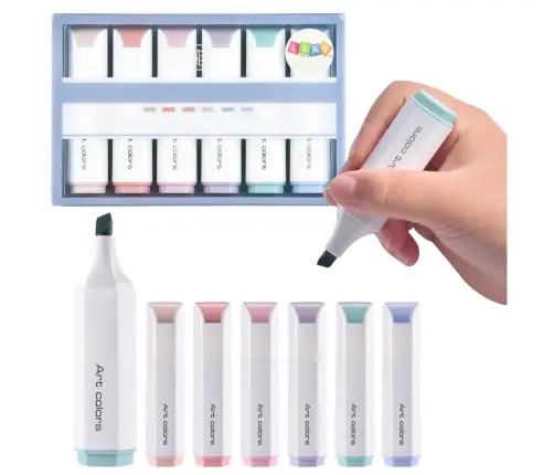 Set of Mini Highlighters Delicate Pastel Colors 6 Pcs