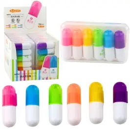 Mini Highlighters Set In Case Intense Colors 6pcs