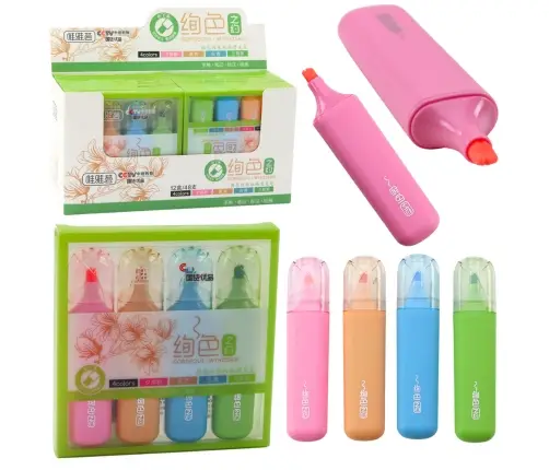 Set of 4 Colored Double-Tip Highlighters