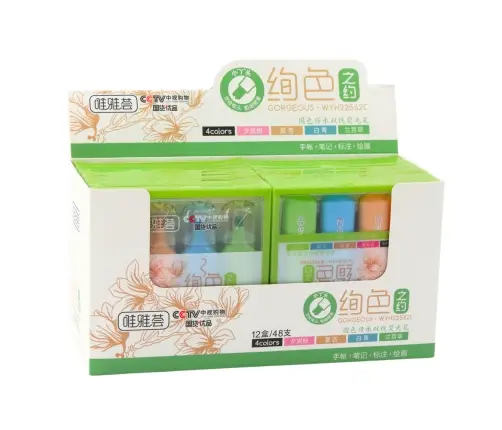 Set of 4 Colored Double-Tip Highlighters