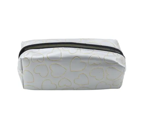 Single-compartment School Office Pencil Case Gold Hearts Silver 20x8 cm