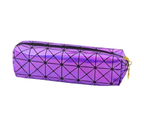 School Office Pencil Case, Single Compartment, Holographic Pattern, Purple, 20x6.5cm