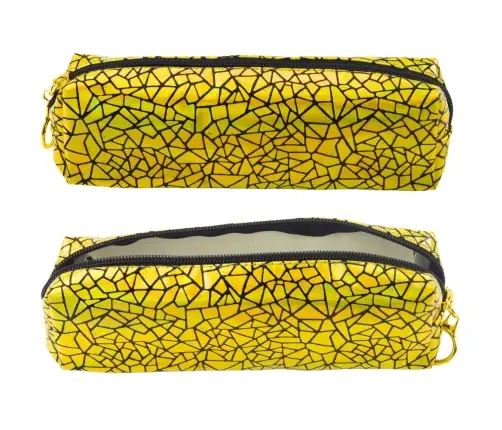 Single-compartment School Office Pencil Case Holographic Pattern Gold 20x6.5 cm