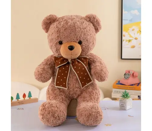 Plush Mascot Cuddly Toy Teddy Bear With Bow Polka Dots 45cm