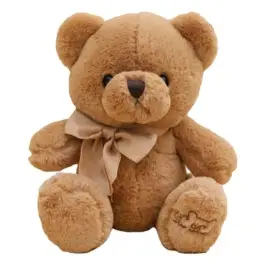 Plush Mascot Cuddly Toy Big Teddy Bear With Bow Brown 40cm