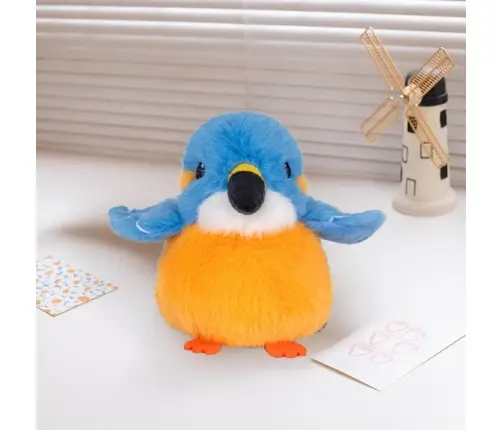 Plush Mascot Cuddly Toy Bird Blue Orange 12cm