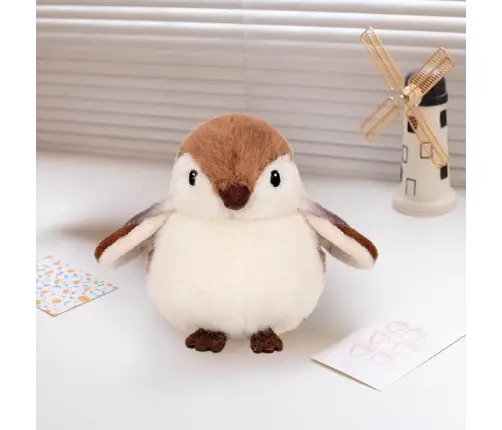 Plush Toy Sparrow Bird Brown 12cm