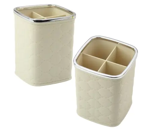 Brush Organizer, Four Compartments, White, 12 x 9.5cm