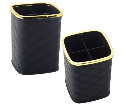 Brush Organizer, Four Compartments, Black, 12 x 9.5cm