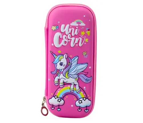 Pink Unicorn Stiffened School Pencil Case 22.5x10 cm