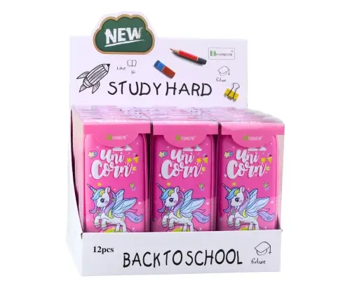Pink Unicorn Stiffened School Pencil Case 22.5x10 cm