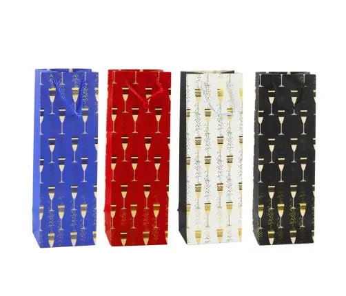 Bottle Gift Bag Glasses Motif 36 x 12 x 10 cm