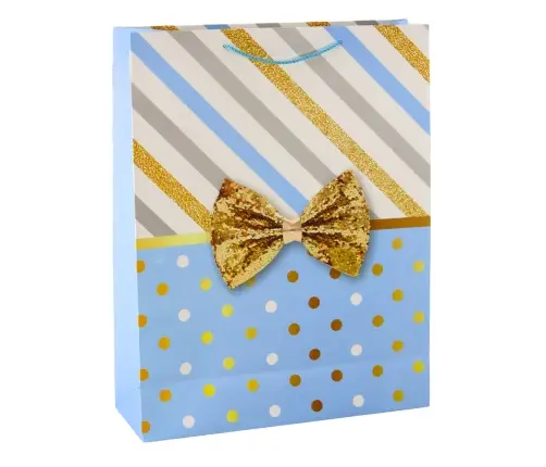 Large Gift Bag With Bow Gold Decorations 55 x 43 x 15cm