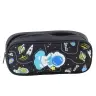 School Pencil Case Space Cosmonaut Two Pockets Black