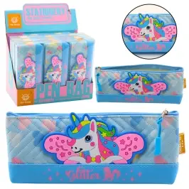Pencil Case School Kit with Unicorn Blue 20 x 8.5cm